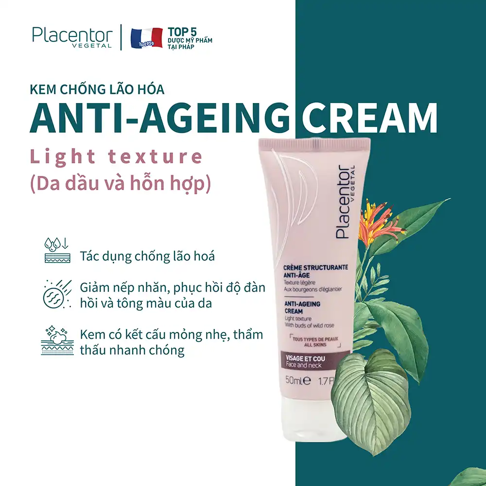 Tác dụng của sản phẩm Kem Chống Lão Hóa Dành Cho Da Dầu - Hỗn Hợp Placentor Anti-Ageing Cream
